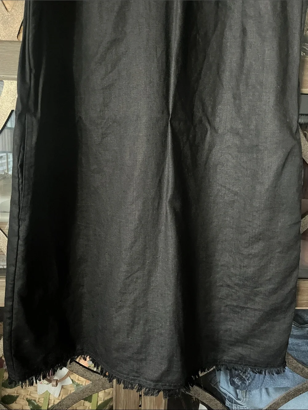 Tommy Bahama Black Ruffle V-Neck Dress 100% linen shell; 100% cotton lining